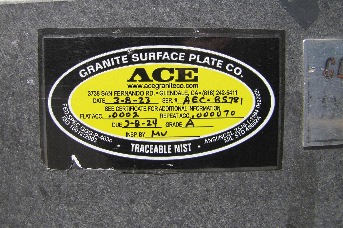 Used Collins Microflat Granite Table 48" x 36" Grade A Inspection Surface Plate