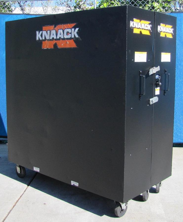 Used Knaack 100 Bi-fold Folding Rolling Storage Cabinet 65" x 30" x 60" with New Lock