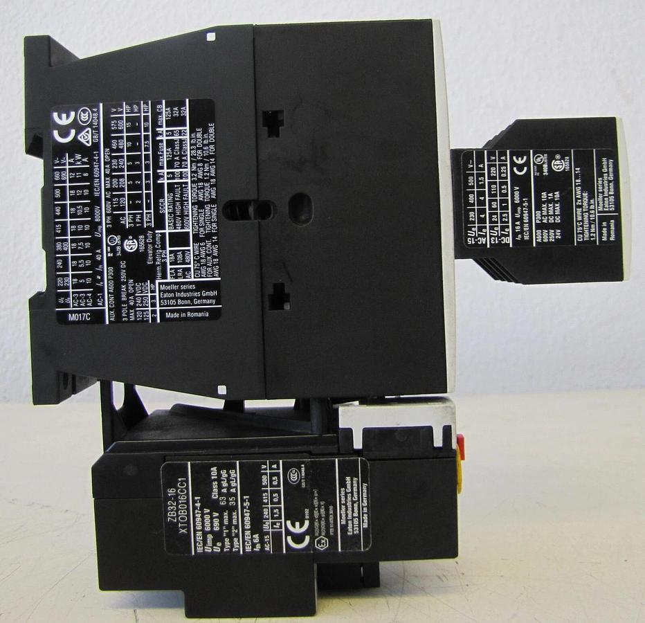 Used Eaton 40 Amp DIL M17-10 Motor Starter Contactor 24 VDC Coil and Overload Relay