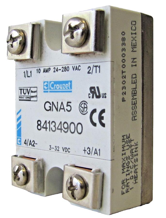 Used Crouzet GNA5 84134900 Solid State Relay 10 Amp 24-280 VAC Input 3-32 VDC Output