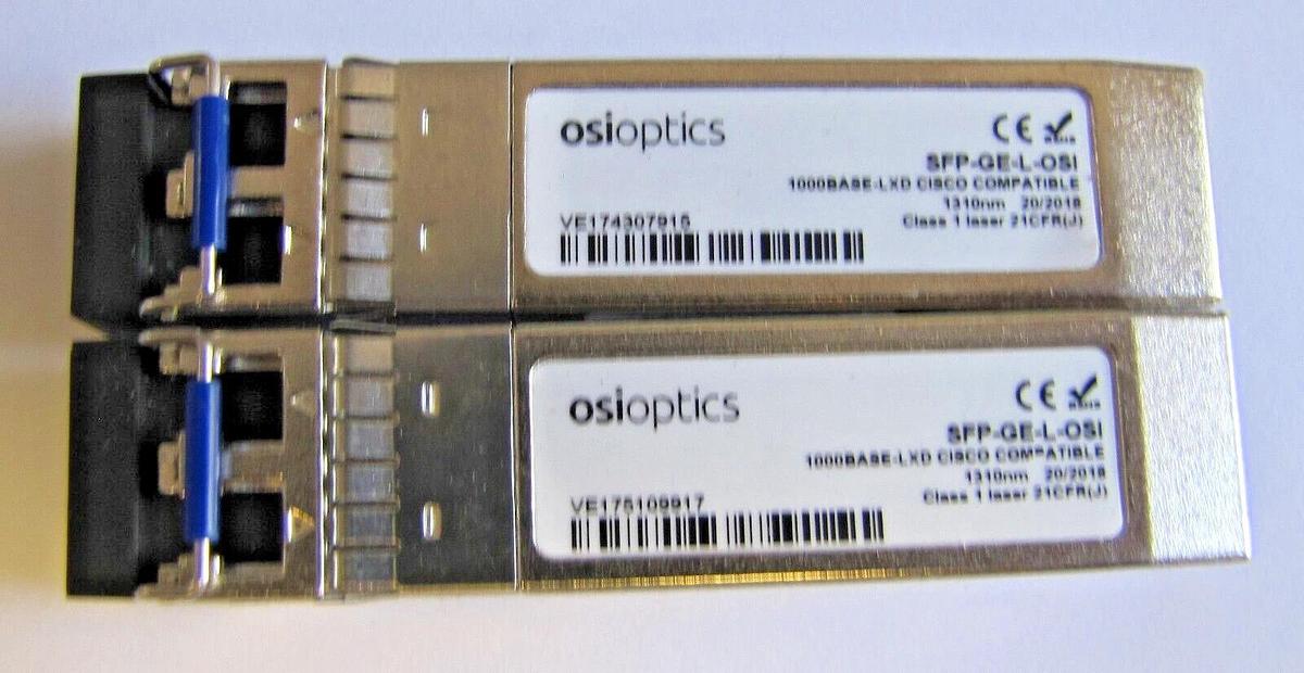 Used Lot of 2 Osioptics SFP-GE-L-OSI Gigabit 1GE 1000Base-LXD Optical Transceiver