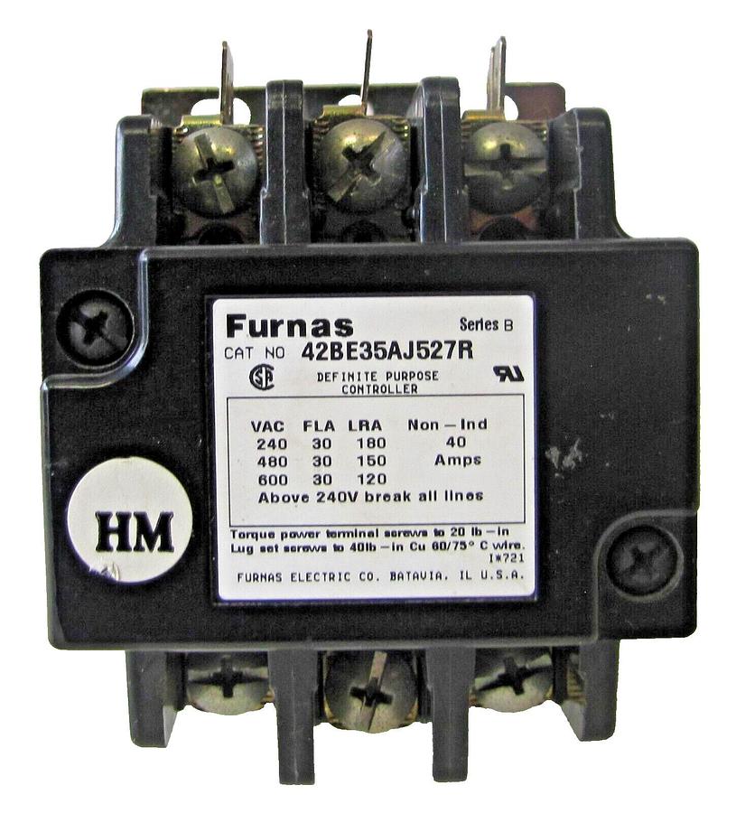 Used Furnas 40A 42BE35AJ527R Definite Purpose Controller Contactor 24V Coil 40 Amp
