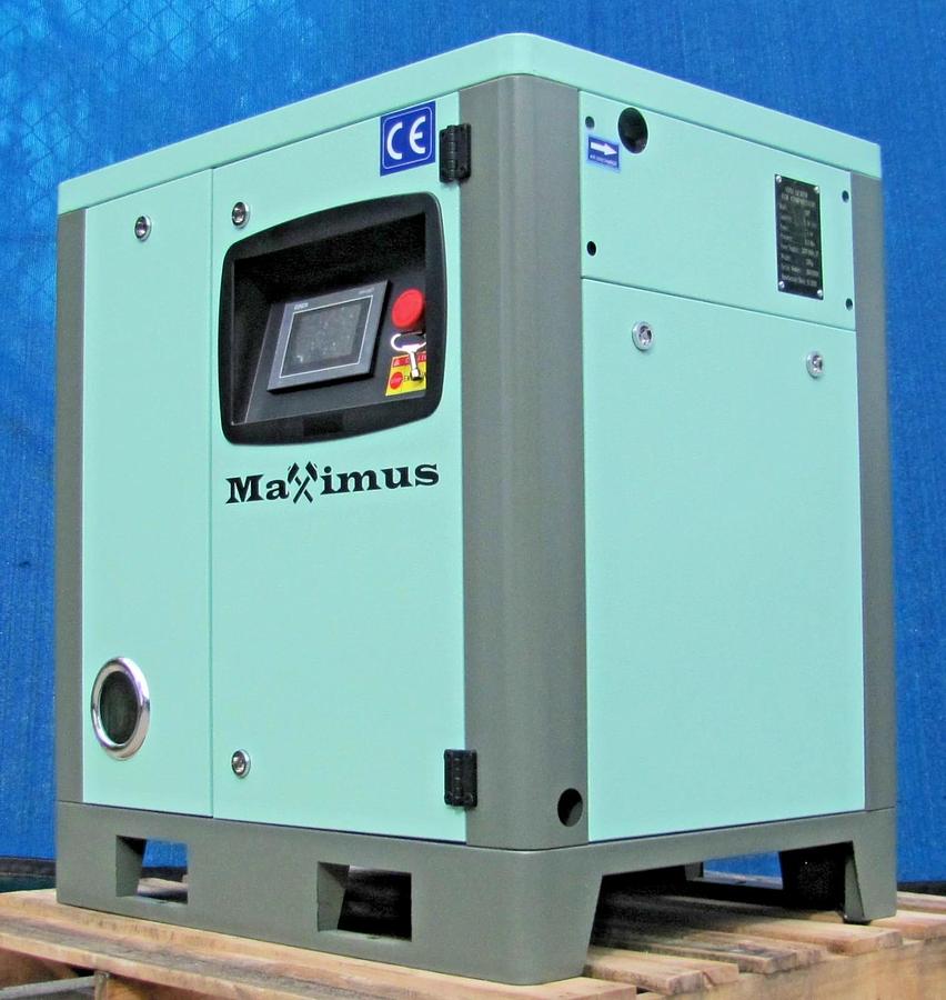 Used 2026 Maximus 10 HP Rotary Screw Air Compressor VFD 230V Single Phase