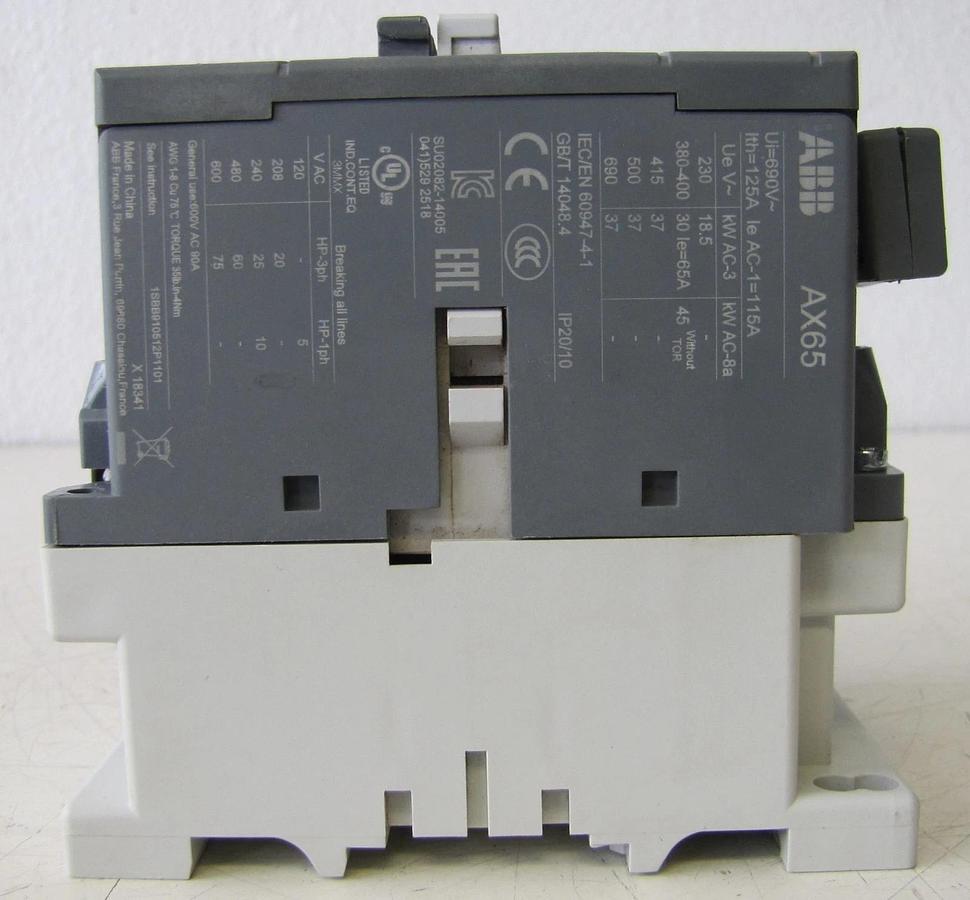 Used ABB Allen Bradley AX65-30 110 Amp 3 Pole Contactor 690V 110A with 230V Coil #1