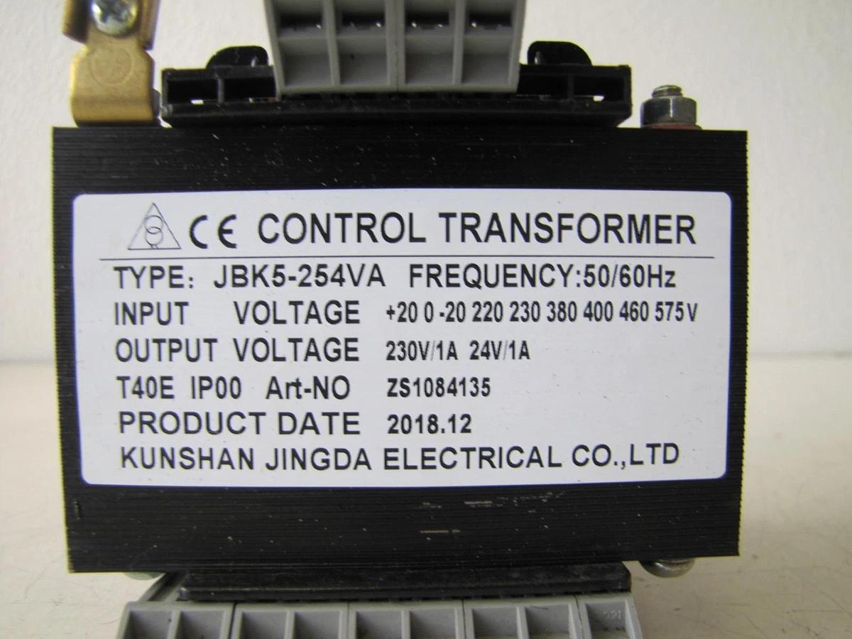Used Kunshan Jingda 250 VA Control Transformer 230/460V Input 230V & 24V Output