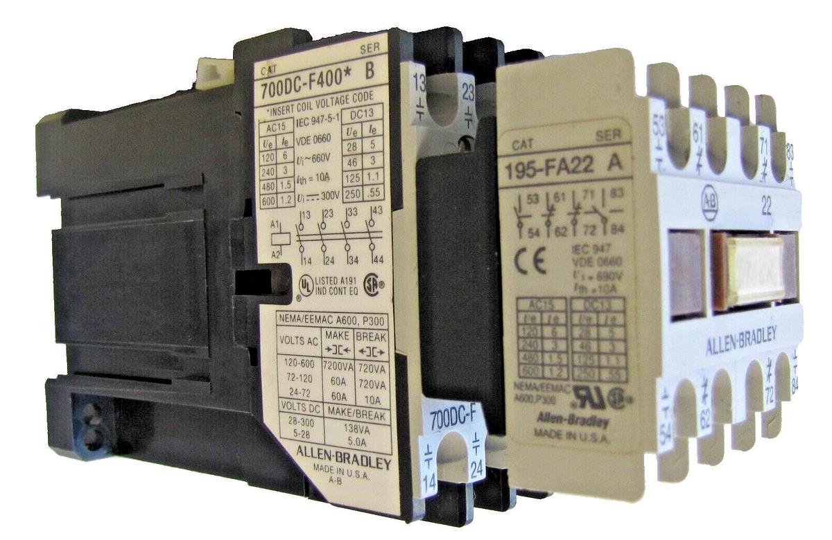 Used Allen Bradley AB 10A Contactor 700DC-F400 12V DC Coil 10 Amp