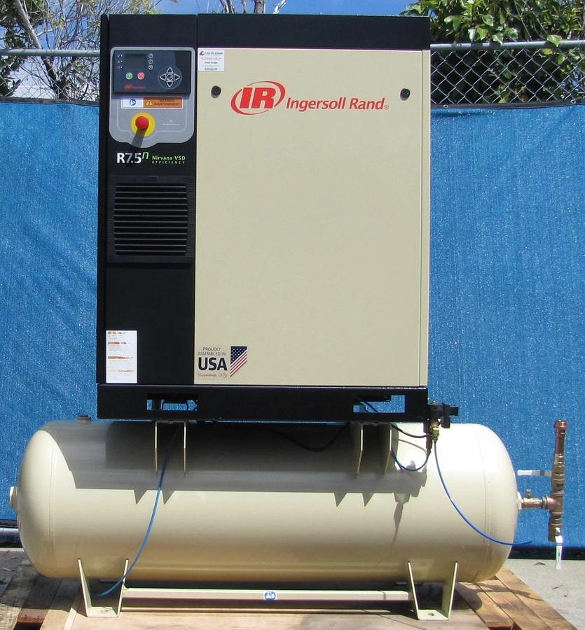 Used Ingersoll Rand R7.5 Nirvana VSD 10HP Rotary Screw Air Compressor 80 Gallon Tank