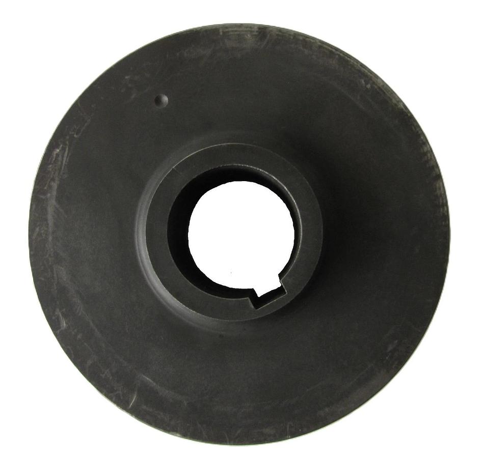 Used Industrial 5-1/8" OD Pulley Sheave 2 Groove 1-1/2" Keyed Bore for 3/8" Wide Belt