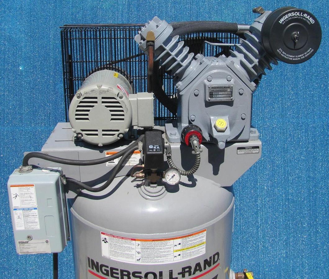 Used Ingersoll Rand 5 HP T30 Upright Piston Air Compressor 80 Gallon Tank 230V 3 Ph