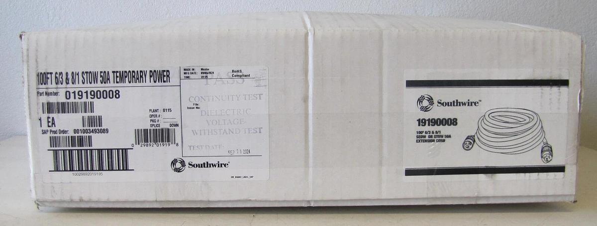 Used Southwire 100 ft Power Cable 6/3 & 8/1 600V 50A