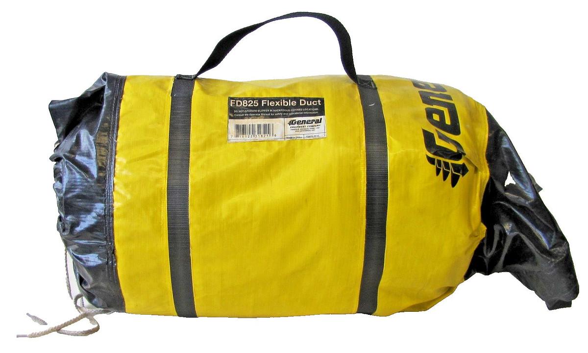 Used General 8" Diameter FD825 Portable Yellow Flexible Ducting Duct 22' Long