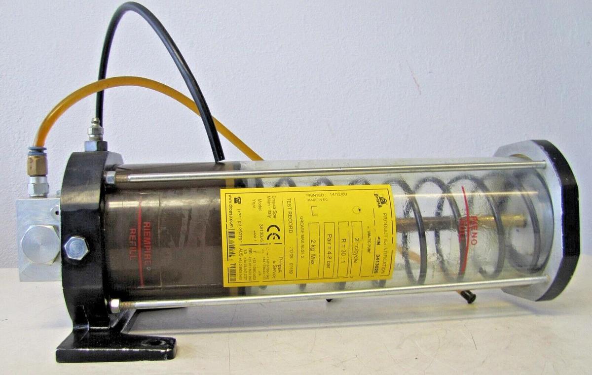 Used Dropsa Pneumatic Air Powered Lubricator Grease Pump 3413026