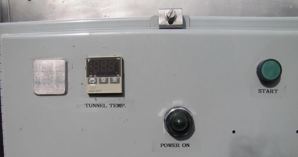 Used Commercial Stainless Steel Heat Shrink Tunnel 350°F Adjustable Speed Conveyor