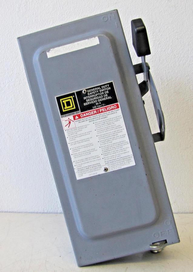 Used Square D D322N 60A 3 Pole Fusible Disconnect Safety Switch 240V 3 Phase