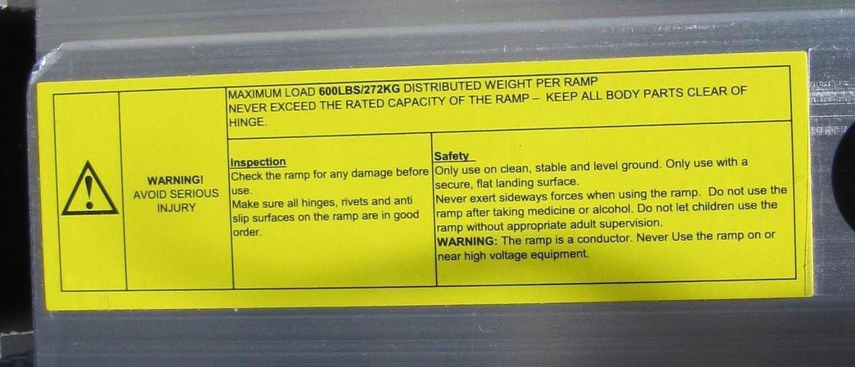 Used Aluminum Single Fold Loading Ramp 4 ft Long x 28.75 in Wide Portable 800 ft