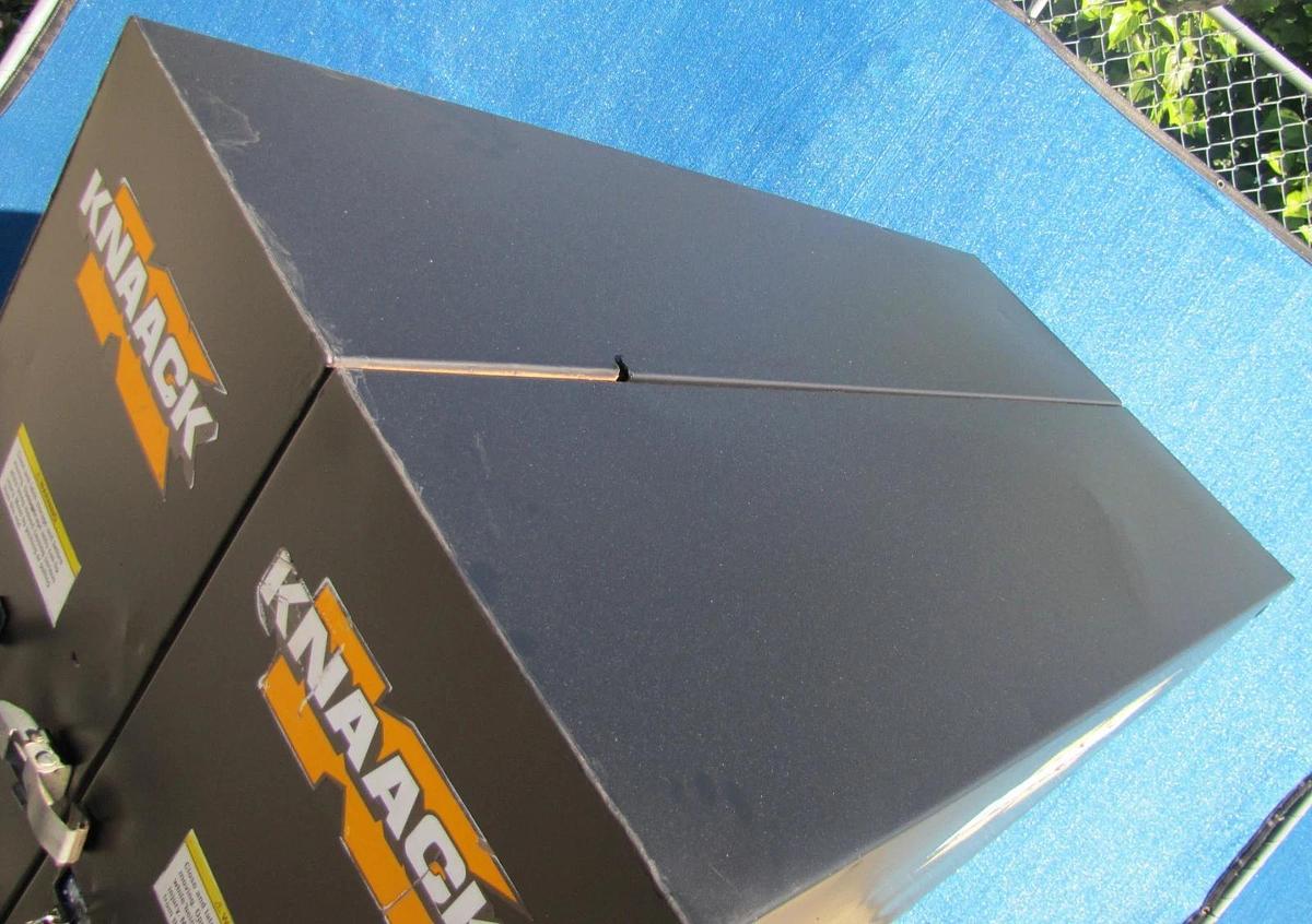 Used Knaack 100 Bi-fold Folding Rolling Storage Cabinet 65" x 30" x 60" with New Lock