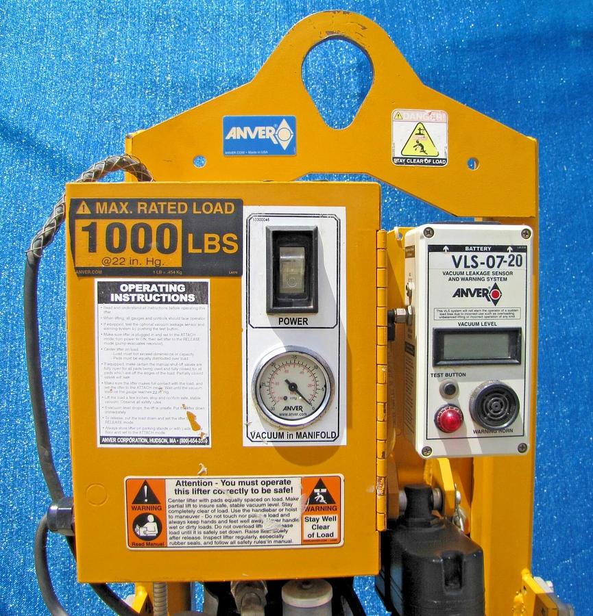 Used Anver 1000 lbs  Electric Powered Vacuum Pad Lifter Lift ET100S-FP 90° Tilting