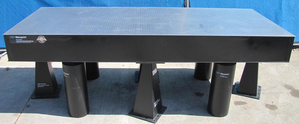 Used Newport RS 4000 10' x 4' Optical Breadboard Sealed Hole Table Top RL-2000 Legs