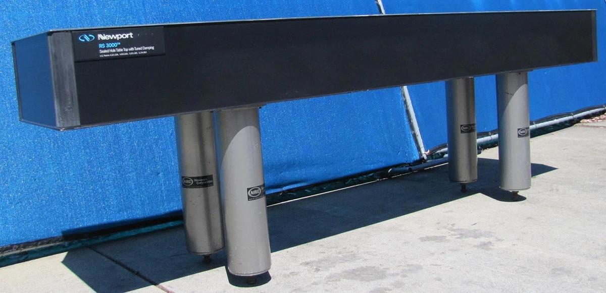 Used Newport RS 3000 10' x 2' Optical Breadboard Sealed Hole Table Top with Legs