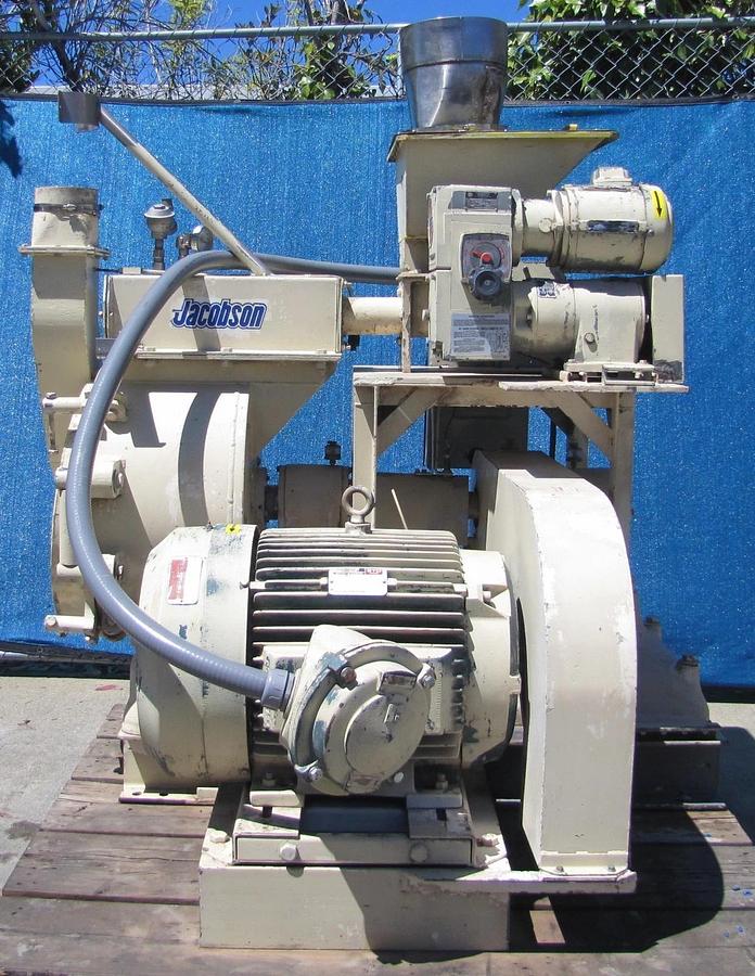 Used Jacobson 75 HP Commercial Hammer Mill Grinder 460V 3 Phase Reliance Motor AS-IS