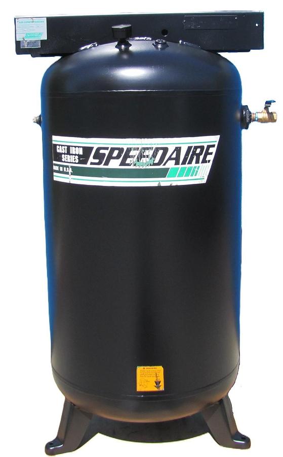 Used SpeedAire 80 Gallon Upright Air Compressor Receiver Tank w/ Pressure Gauge