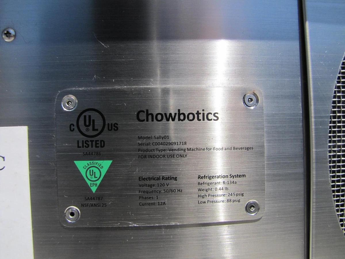 Used Chowbotics Sally01 Fresh Meal Salad Food Refrigerated Vending Machine AS IS 120V