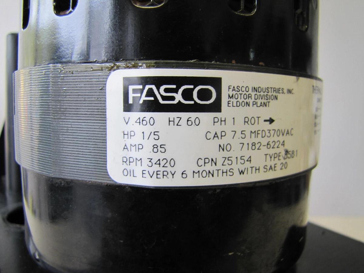 Used Beckett Condensate Pump 460V 1 Phase CU554ULHT Fasco Electric Motor  1/5 HP 60Hz