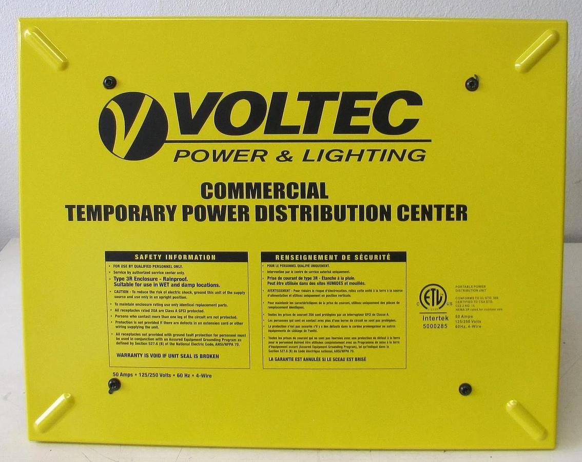 Used Voltec 09-00675 Temporary Power Distribution Box T-BOX-6L