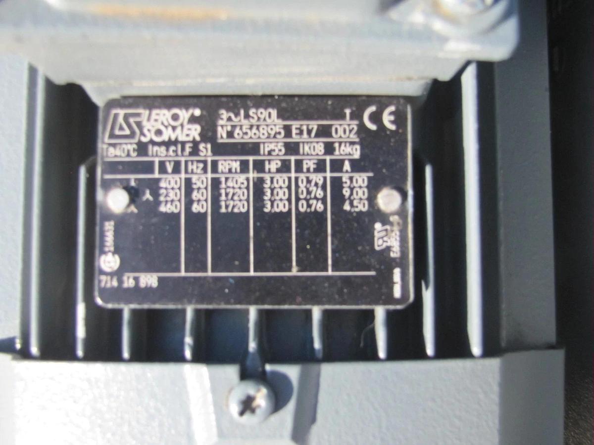 Used Atlas Copco 3 HP GVS Oil Lubricated Rotary Vane Vacuum Pump 42 CFM 230/460V