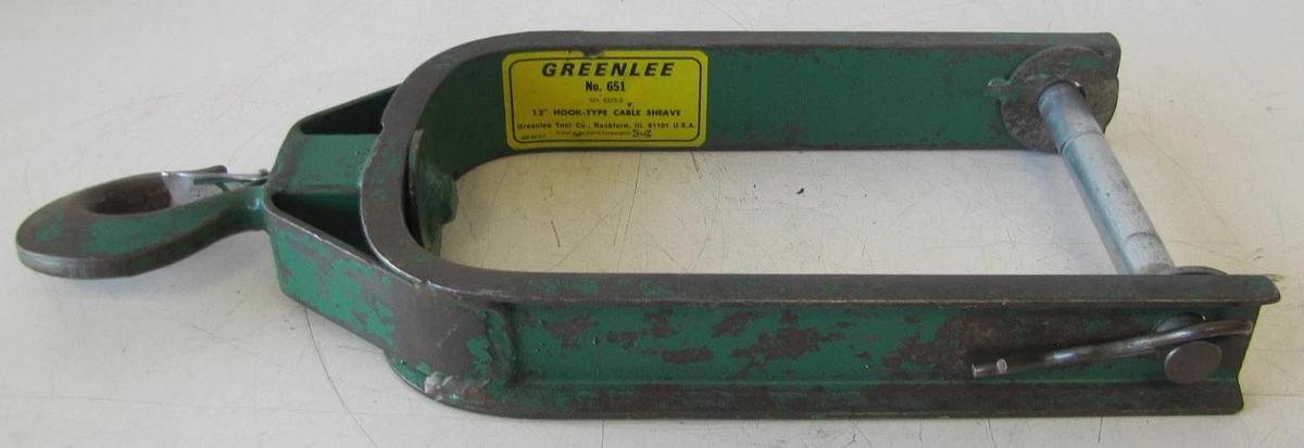Used Greenlee 651 Hook for 12" Cable Sheave Pulley