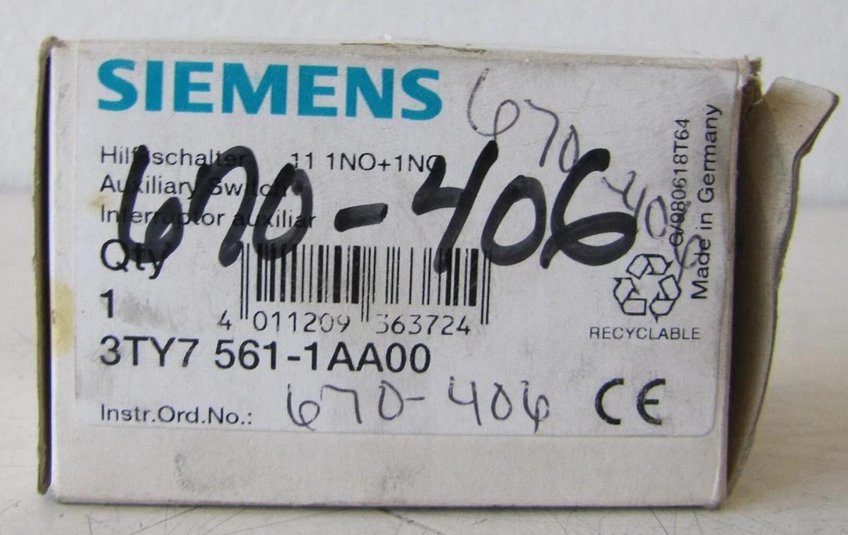 Used Siemens Auxiliary Contact Block 3TY7561-1AA00 1NO 1NC Snap On Mount