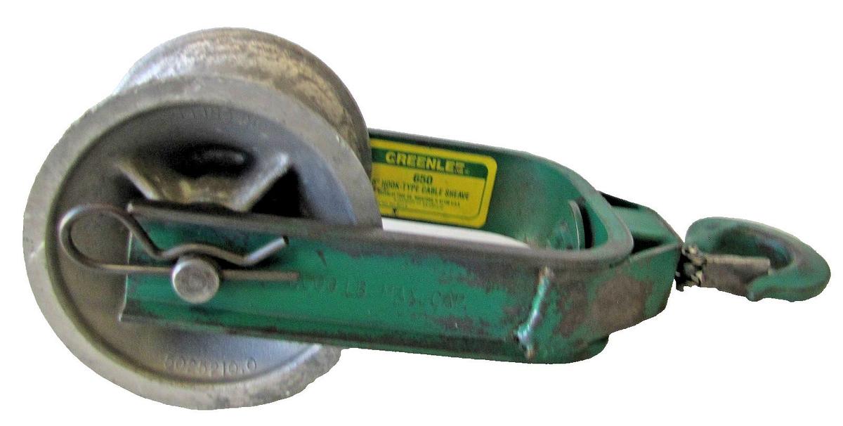 Used Greenlee 650 6" Hook Type Cable Sheave Pulley for Cable Puller #2