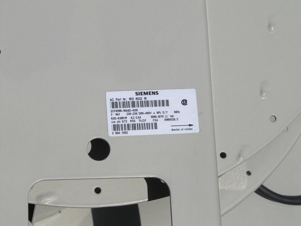 Used Siemens 1613 8532 10 Centrifugal Blower Fan 22" Diameter 230/460V 3 Phase