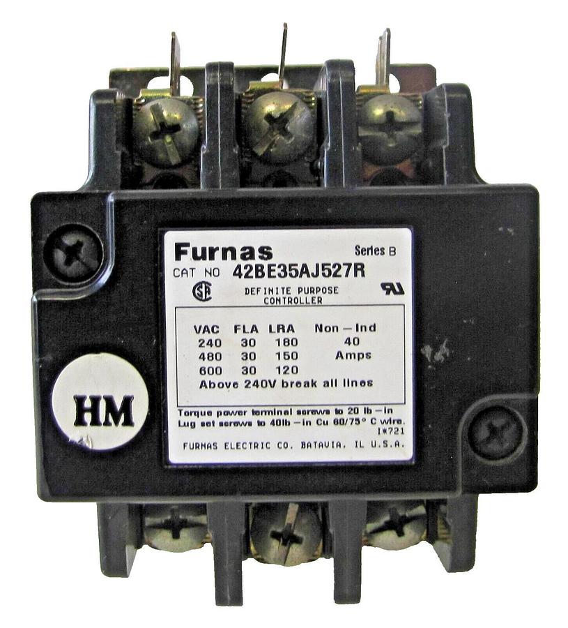 Used Furnas 40A 42BE35AJ527R Definite Purpose Controller Contactor 24V Coil 40 Amp