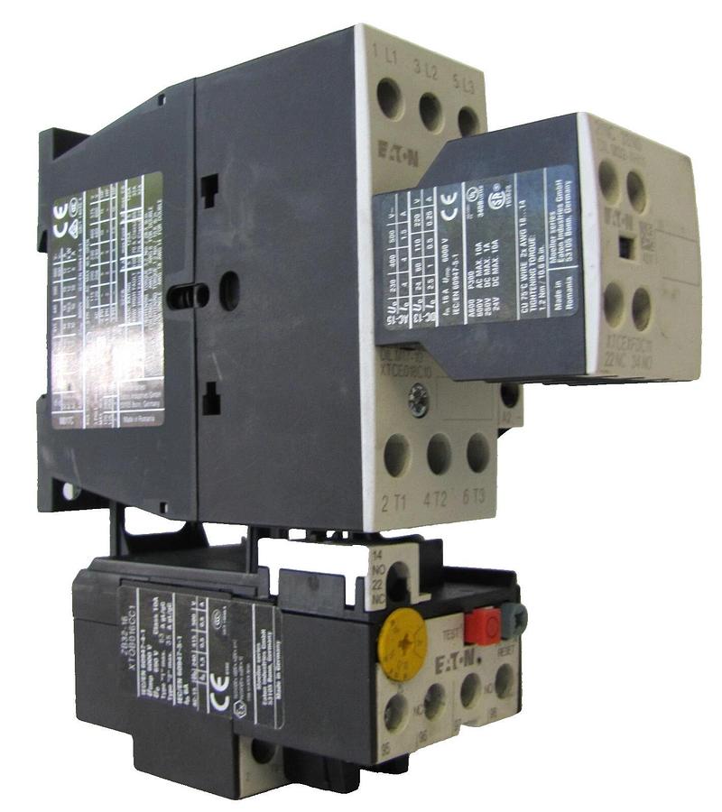 Used Eaton 40 Amp DIL M17-10 Motor Starter Contactor  24 VDC Coil and Overload Relay