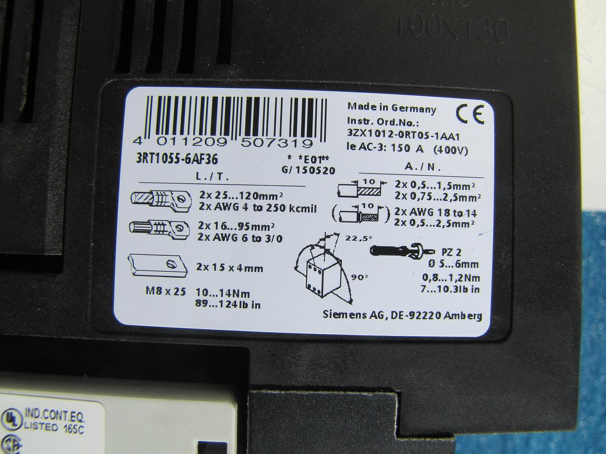 Used Siemens 185A Motor Starter Contactor 110V Coil With Overload Relay 185 Amp 1000V