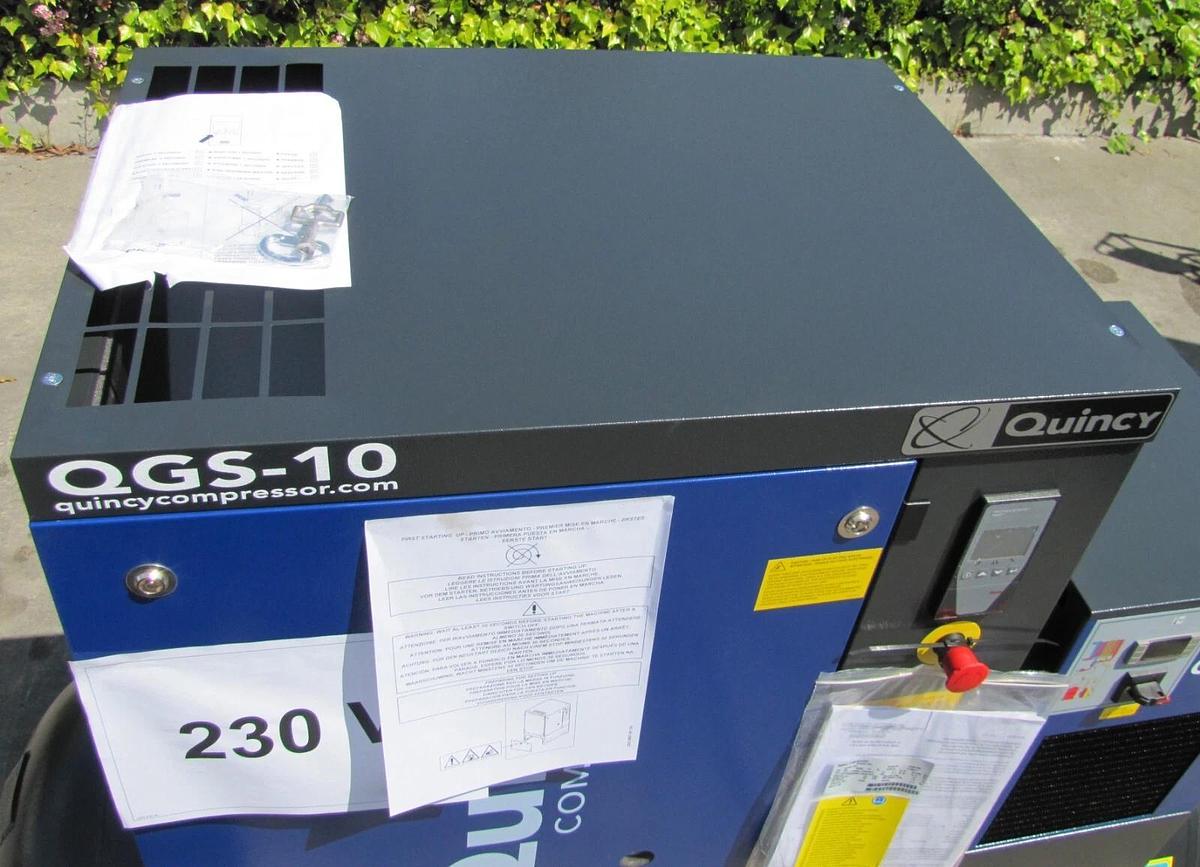 Used 2024 New Quincy QGS-10 Rotary Screw Air Compressor 10 HP w Dryer & 120 G Tank
