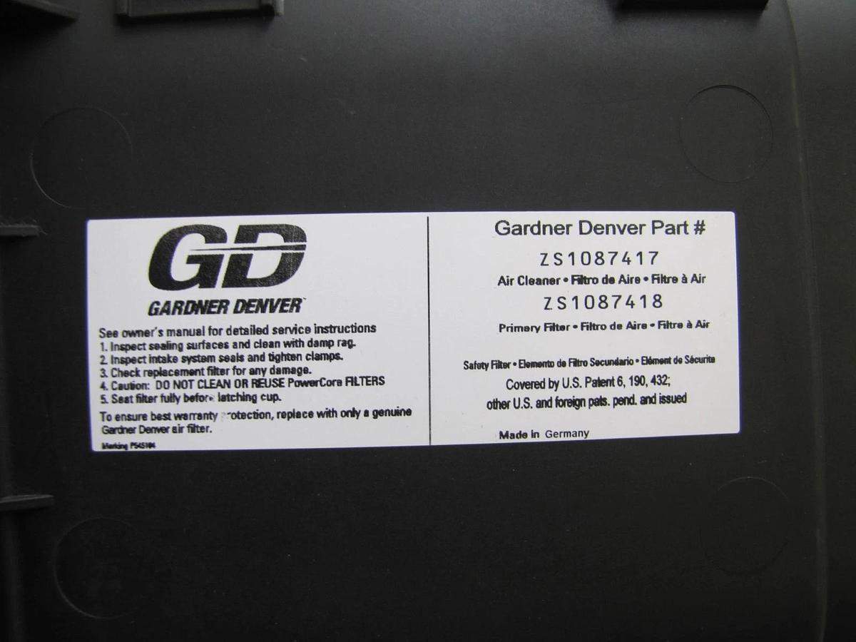 Used Gardner Denver Air Cleaner Assembly ZS1087417 with Air Filter Element ZS1087418