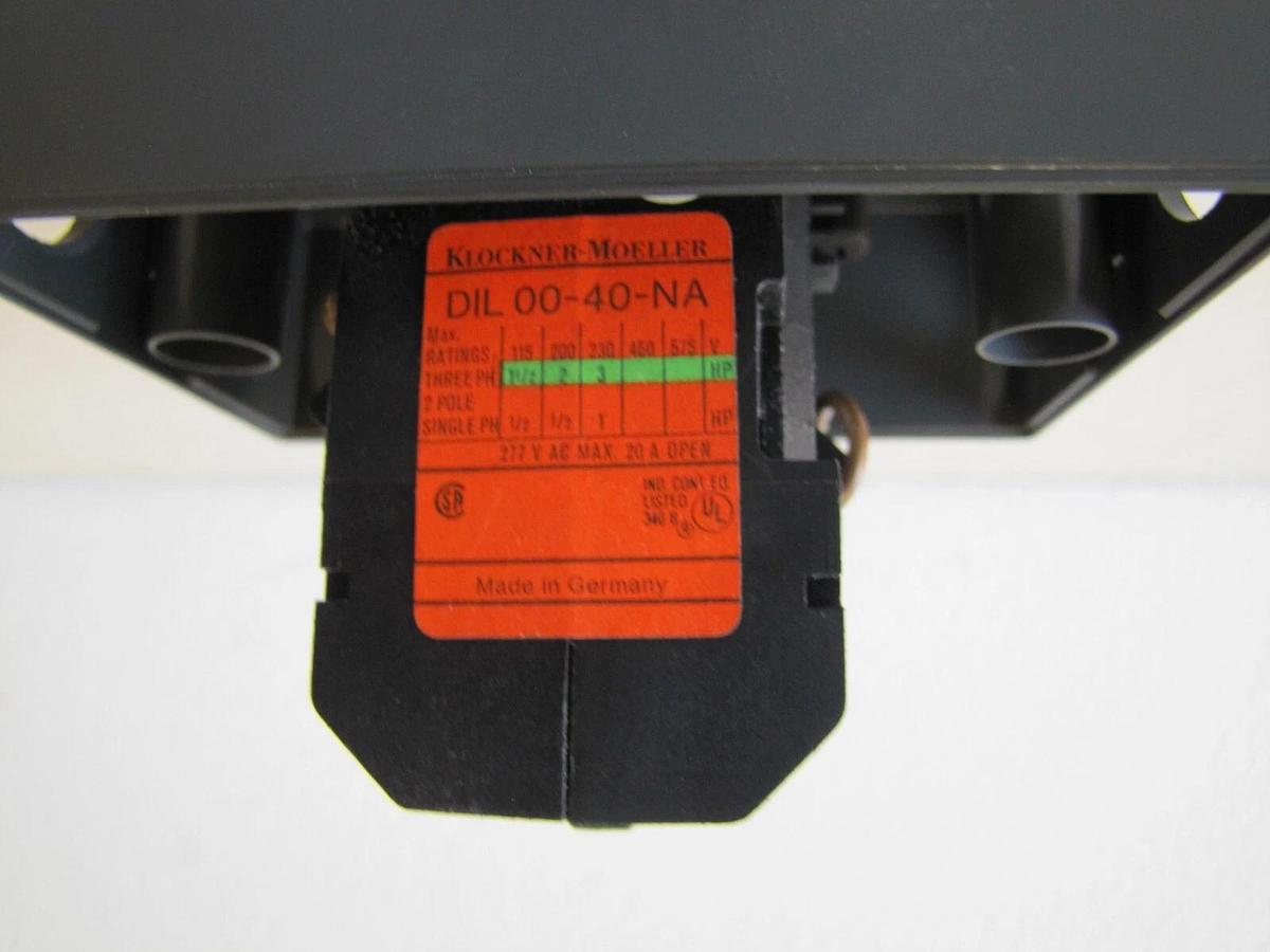 Used Klockner Moeller 20 Amp Industrial Contactor DIL 00-40-NA  3 Pole 20A 115V Coil
