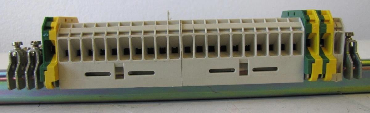 Used Siemens DIN Rail Terminal Strip Block with Ground and 18” Mounting Rail