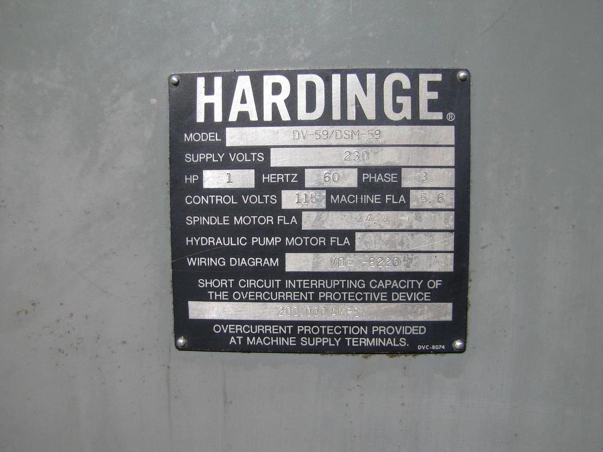 Used Hardinge DV-59 DSM-59 Second Operation Turret Lathe 3/4 HP 230V 3 Phase Coolant