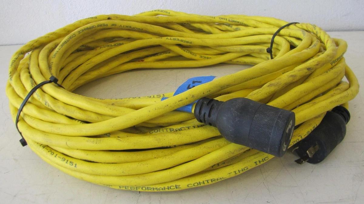 Used Lot of 5 100ft Twist Lock Power Cable Extension Cord for Spider Box Distribution