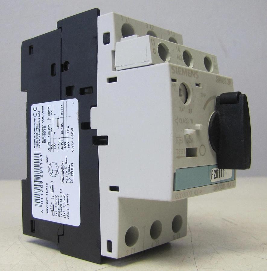 Used Siemens 3RV1021-1EA10 Manual Motor Starter Circuit Breaker 4 Amps 4A