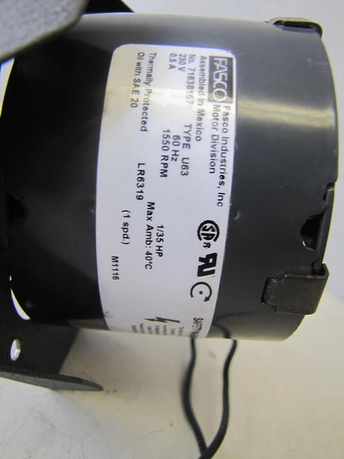 Used Fasco Industries 1/35 HP Electric Motor 230V .5A 1550 RPM 1/3" Diameter Shaft
