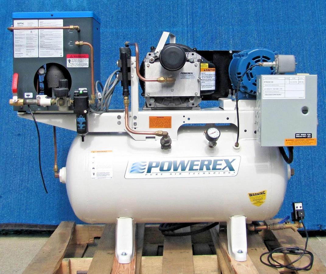 Used Powerex Oilless 3HP Scroll Air Compressor STS030134 with Tank and Air Dryer