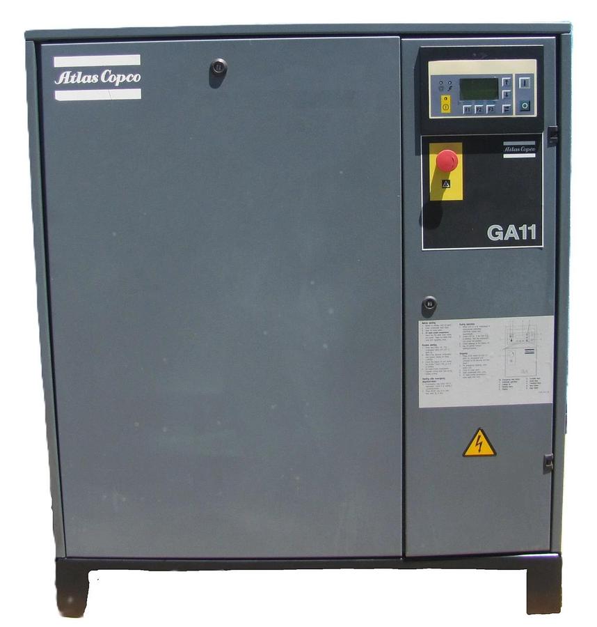 Used Atlas Copco GA11 15 HP Rotary Screw Air Compressor 460V 3 Phase 115 PSI