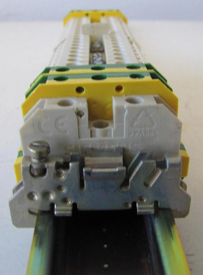 Used Siemens DIN Rail Terminal Strip Block with Ground and 18” Mounting Rail