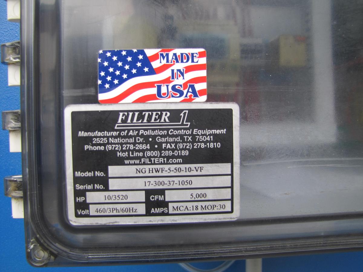 Used Filter 1 Hydrotron 10 HP Wet Dust Collector 5000 CFM NG HWF-5-50-10-VF 460V