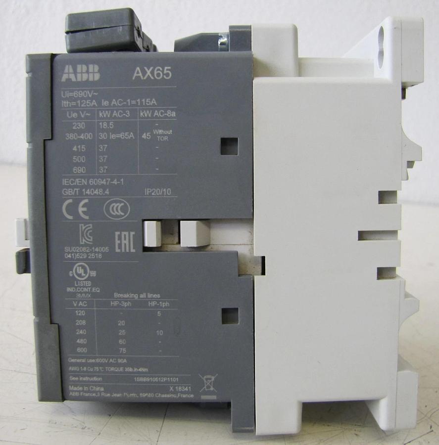 Used ABB Allen Bradley AX65-30 110 Amp 3 Pole Contactor 690V 110A with 230V Coil #1