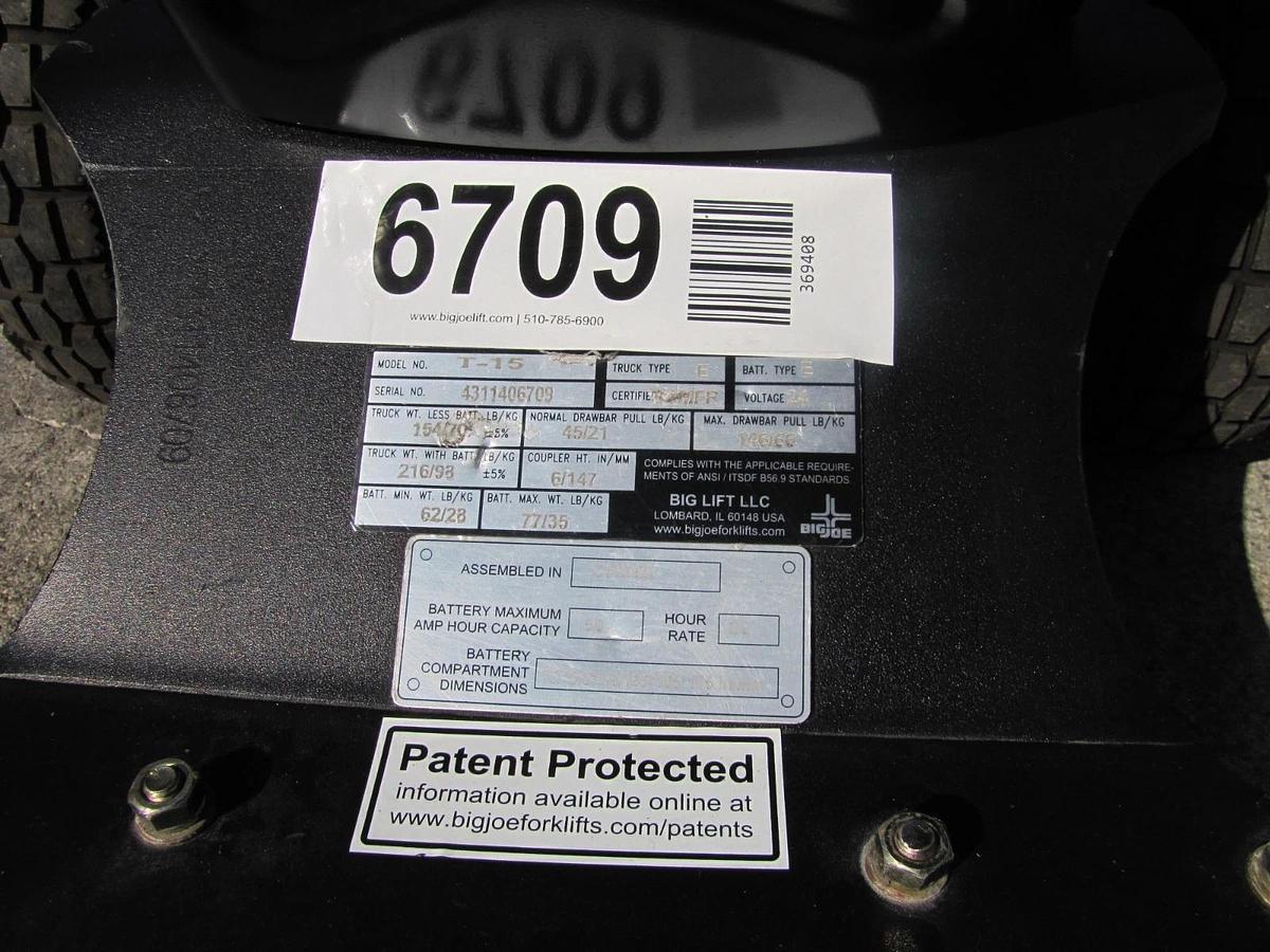 Used Big Joe T15 1500 lbs. Electric Walkie Puller Tugger 24 VDC W/ Battery Charger #2